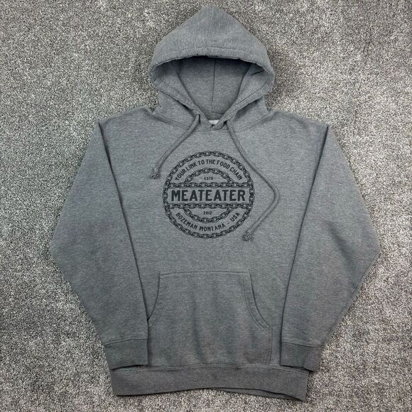 Meateater Sweatshirt Adult Medium Gray Hoodie Carnivore Diet Foot Chain Montana‎ - Picture 1 of 7